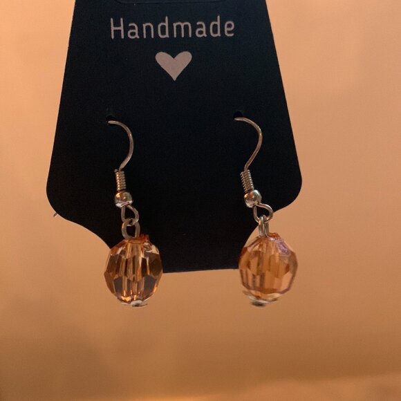 Earrings - Delicate little clear circle faced bead - Sandy Brown - Picture 2 of 4